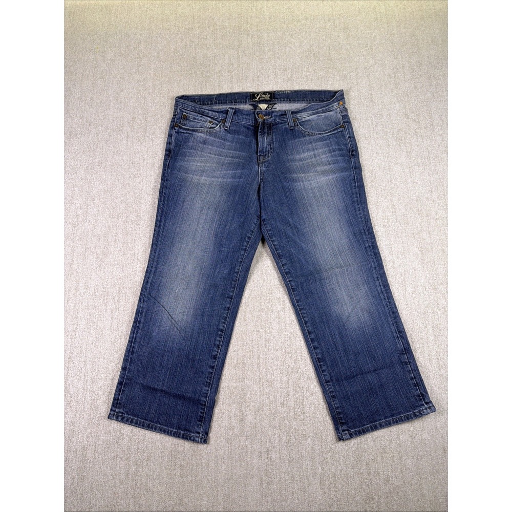 Lucky Brand Jeans Women 12/31‎ Blue Distressed Crop Stretch Straight Leg Hiking
